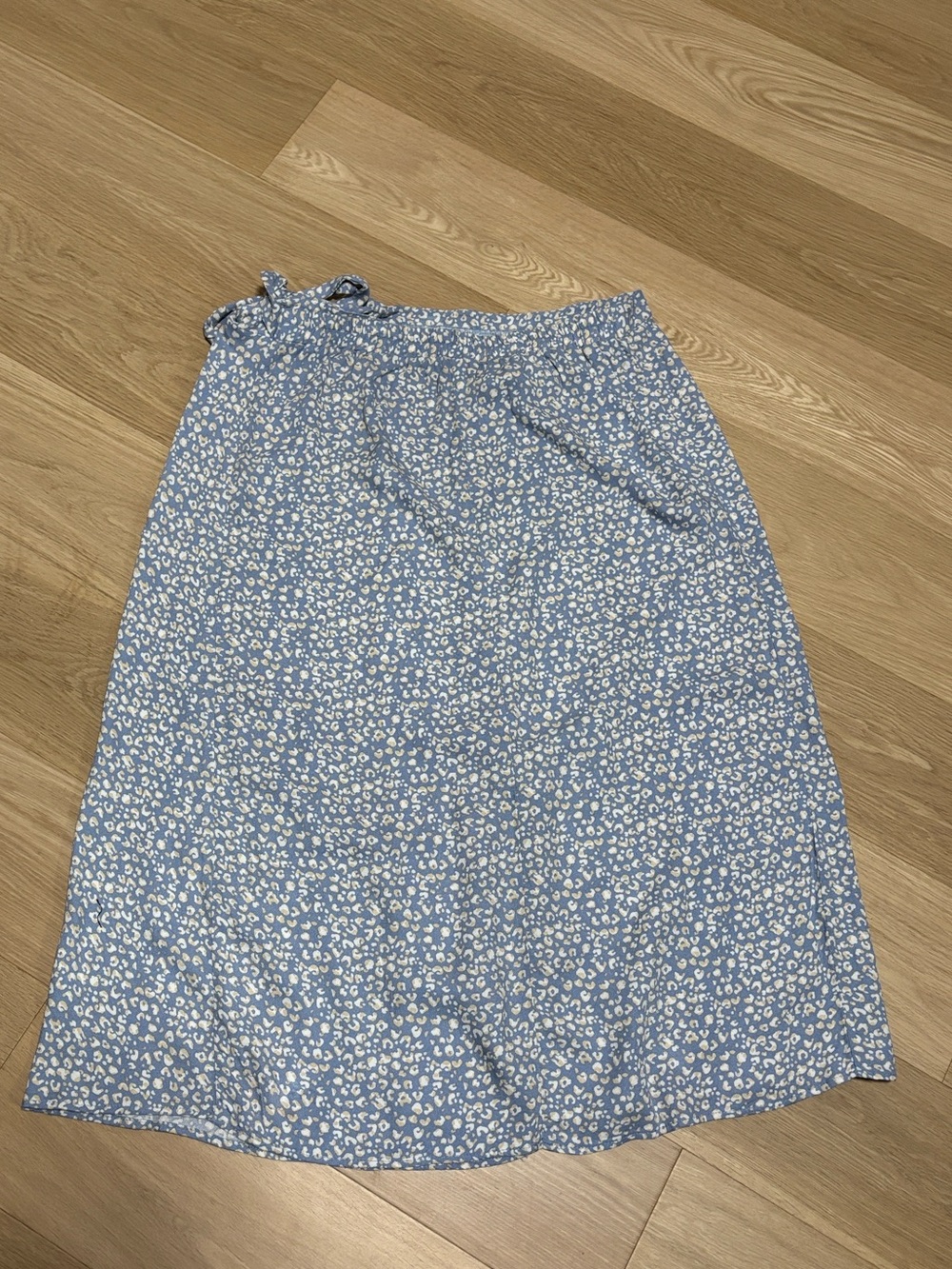 Urban Romantics (L) Tie Waist Cottagecore Wrap Skirt Boho Patterned Blue Midi - Picture 11 of 14
